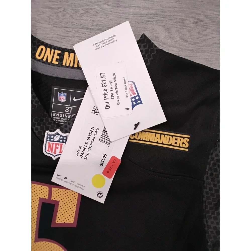 Nike Washington Commanders Jayden Daniels 5 Black Jersey Toddler 3T New NFL